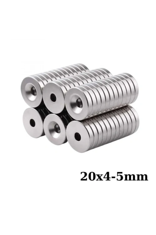 20x4-5mm Havşa Delikli Neodyum Güçlü Mıknatıs - Neodim Magnet