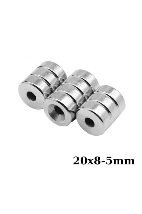 20x8-5mm Havşa Delikli Neodyum Güçlü Mıknatıs - Neodim Magnet