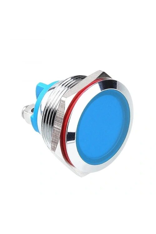 22L-P1 22mm 12-24V Metal Sinyal Lambası - Mavi
