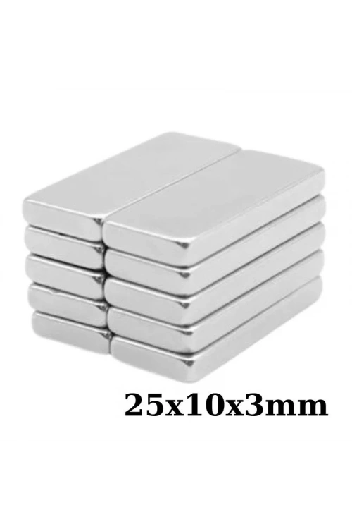 25x10x3mm Neodyum Güçlü Mıknatıs - Neodim Magnet