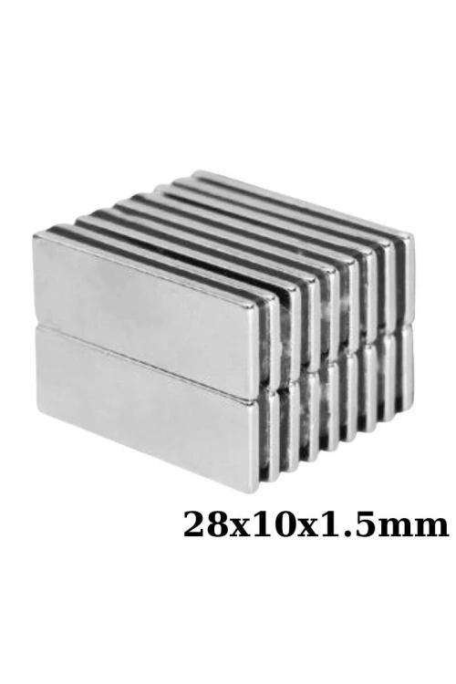 28x10x1.5mm Neodyum Güçlü Mıknatıs - Neodim Magnet
