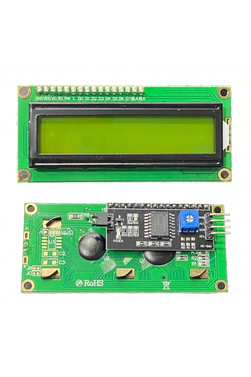 2x16 LCD - LCD1602 Yeşil Ekran + IIC/I2C Arayüz Modülü
