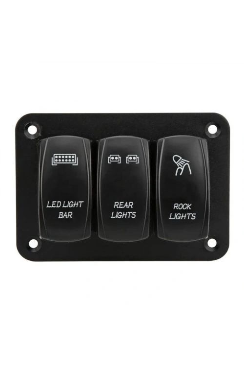 3lü ON-OFF Işıklı Anahtar Switch Panel 12V-24V- Mavi