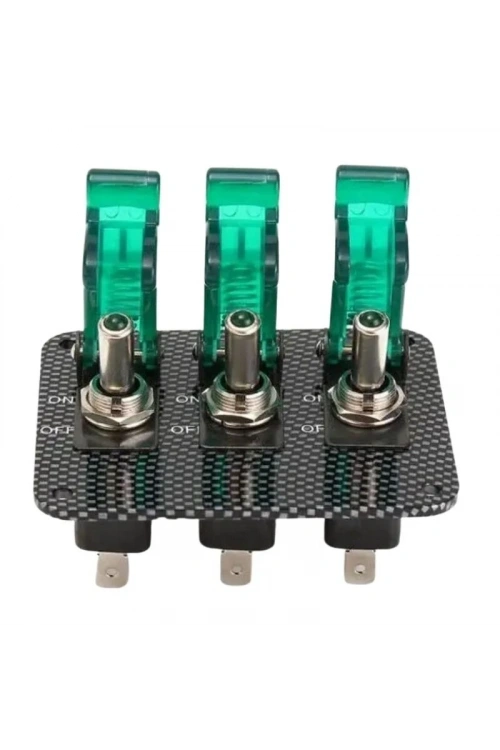 3lü ON-OFF Toggle Switch Panel - Yeşil