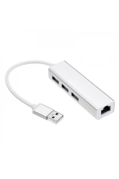3 Port USB 2.0 Çoklayıcı + 100 Mpbs Ethernet USB Çevirici RJ45