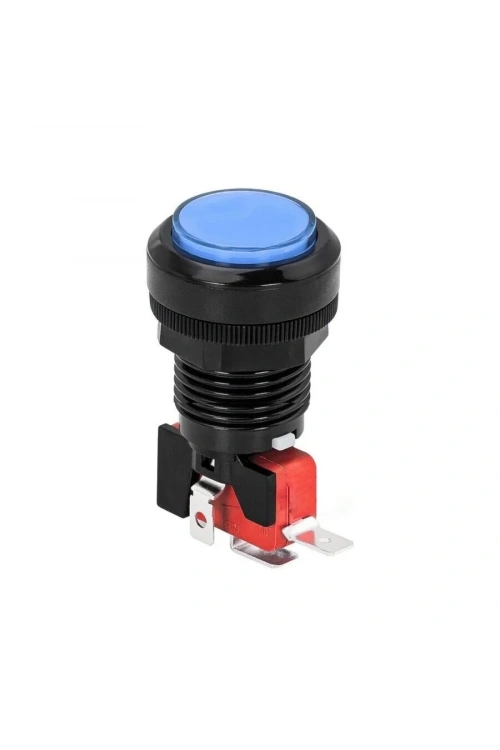 33mm 12V Işıklı Oyun Makinesi Butonu - Mavi
