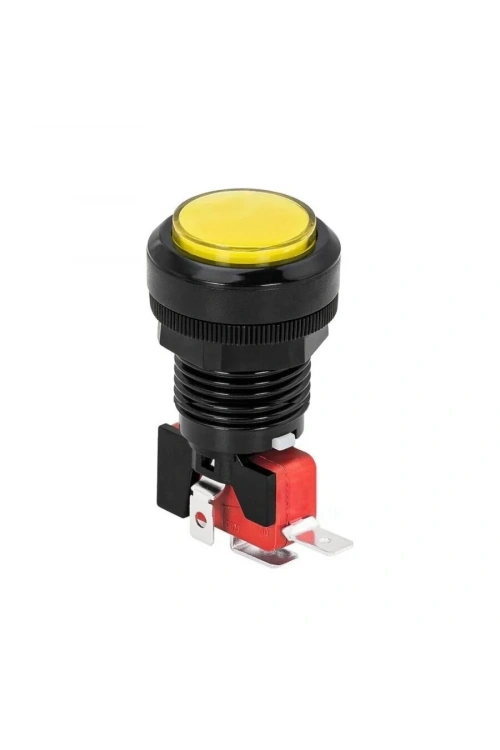 33mm 12V Işıklı Oyun Makinesi Butonu - Sarı