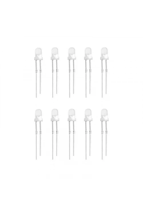 3mm Beyaz Led Paketi Kısa Bacak - 10 Adet