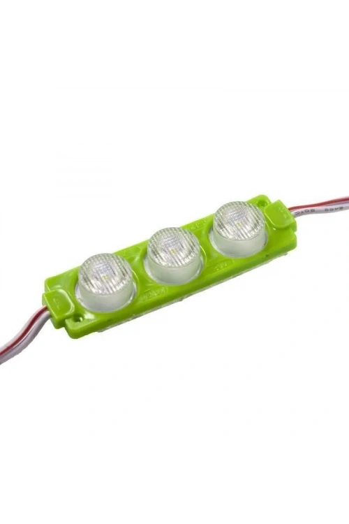 3W Mercekli Modül 3lü Led - Yeşil 12V