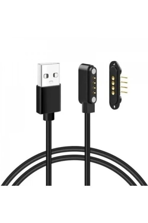 4-Pin 2.54mm 90C Kablolu Pogo Pin Manyetik Konnektör Takımı - USB Soketli