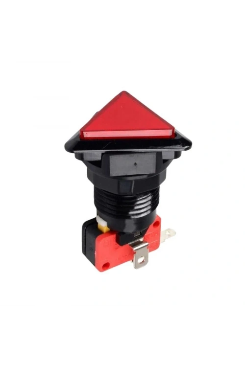 40mm 12V Üçgen Işıklı Oyun Makinesi Butonu - Kırmızı