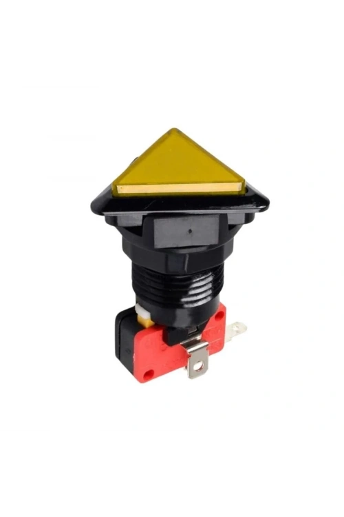 40mm 12V Üçgen Işıklı Oyun Makinesi Butonu - Sarı