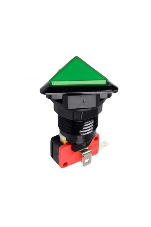 40mm 12V Üçgen Işıklı Oyun Makinesi Butonu - Yeşil