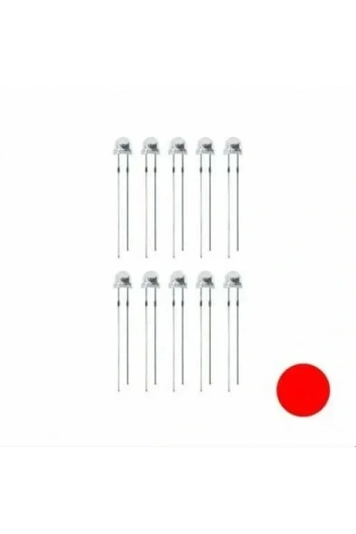 4.8mm Kırmızı Mantar Led Paketi - 10 Adet