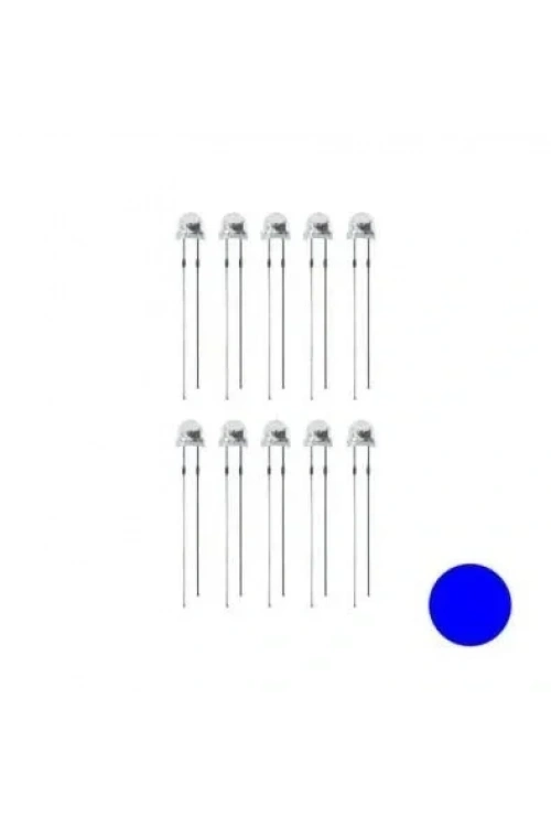 4.8mm Mavi Mantar Led Paketi - 10 Adet
