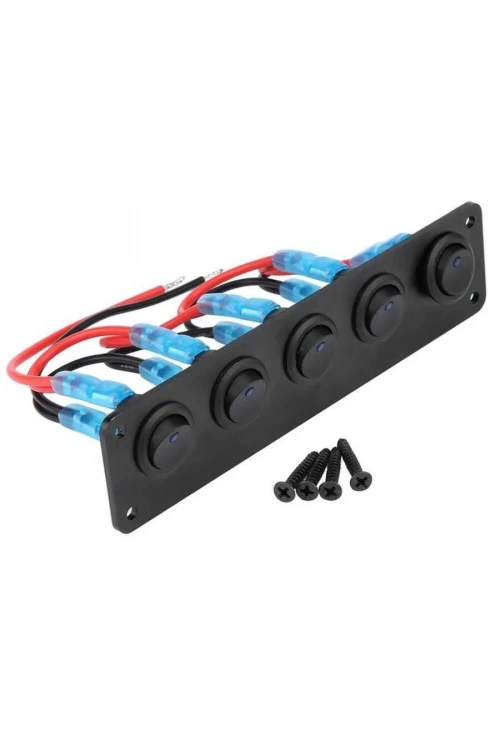 5li ON-OFF Yeşil Nokta Işıklı Anahtar Switch Panel 12V-24V