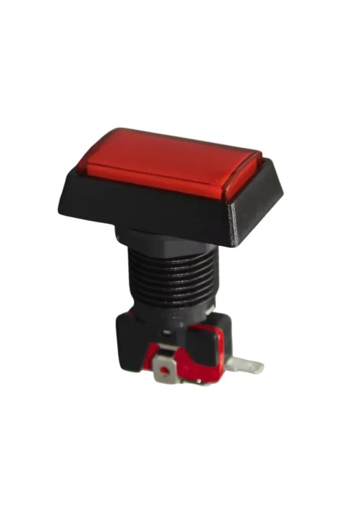 50x33mm 12V Dikdörtgen Işıklı Oyun Makinesi Butonu - Kırmızı