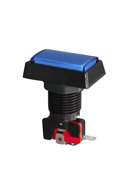 50x33mm 12V Dikdörtgen Işıklı Oyun Makinesi Butonu - Mavi