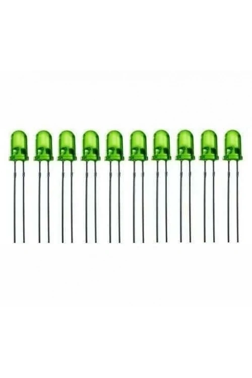 5mm 2V Yeşil Led Paketi - 10 Adet