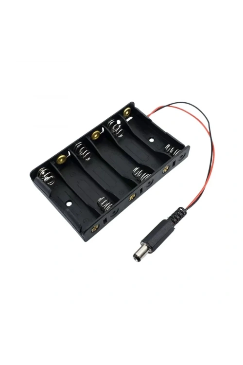 6lı AA Pil Yuvası - Barrel Jack Çıkışlı