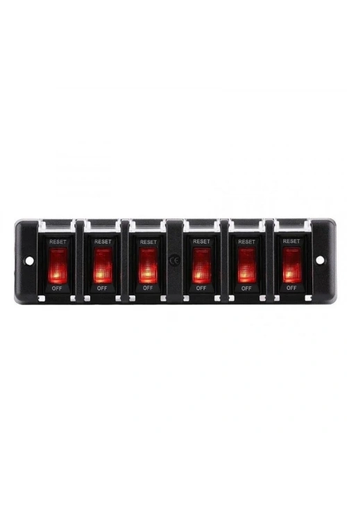 6lı ON-OFF Kırmızı Işıklı Anahtar Switch Panel 12V 16A