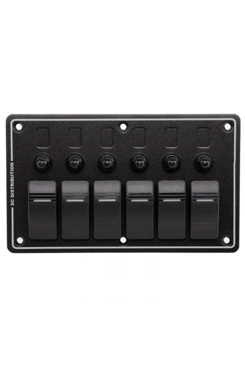 6lı ON-OFF Kırmızı Işıklı Anahtar Switch Panel - Aşırı Akım Korumalı