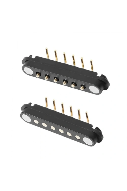 6-Pin 2.54mm 90C Pogo Pin Manyetik Konnektör Takımı
