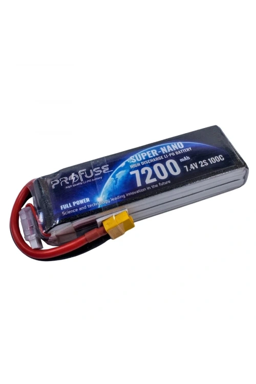 7.4V 2S 7200mAh 100C Lipo Batarya