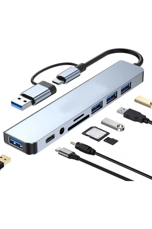 8 Girişli USB Hub Çoklayıcı Dönüştürücü PC Mac Laptop için