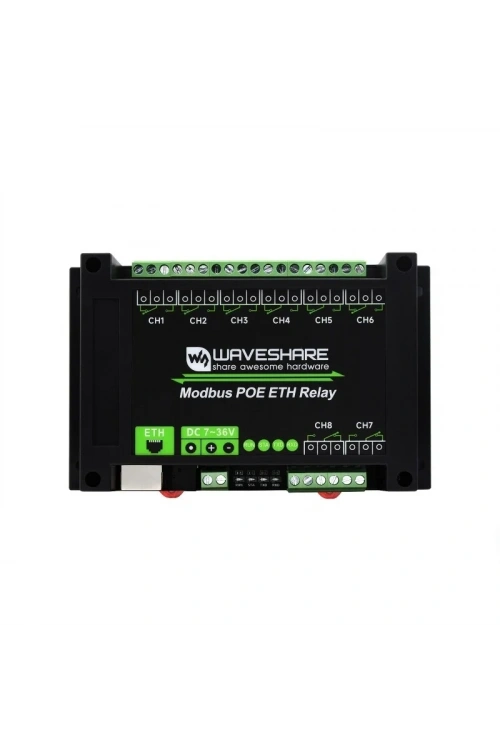 8 Kanallı Ethernet Röle Modülü - Modbus RTU/Modbus TCP Protokolü- PoE Ethernet Port