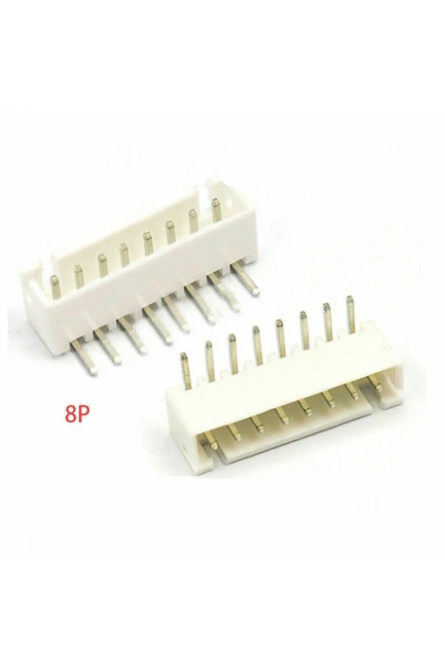 8 Pin JST-XH 2.54 Tunik Konnektör Erkek Eğik 90°
