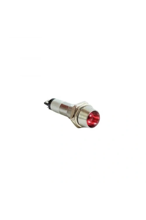 8mm 12V Metal Sinyal Lambası - Kırmızı