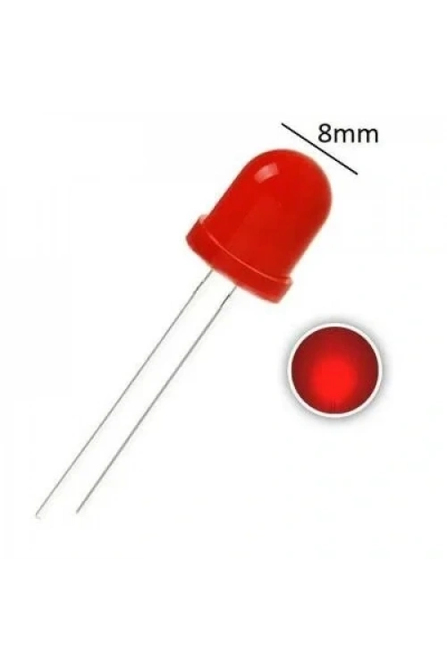 8mm Kırmızı Led - 10 Adet
