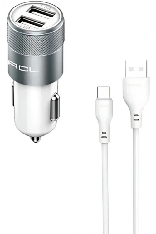 AC-06 2.1A 10 Watt 2xUSB 1mt Mikro Kablolu Araç Şarj Adaptörü