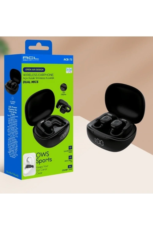 ACB-73 LED Göstergeli Çift Mikrofonlu Açık Kulak Kablosuz Bluetooth Kulaklık