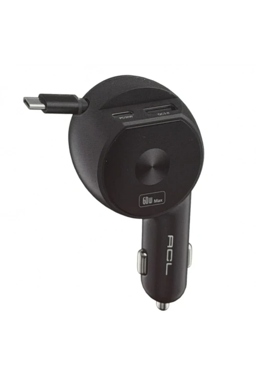 ACC-03 60W 3.4A Kablolu USB-A + USB-C Çift Çıkışlı Araç İçi Şarj