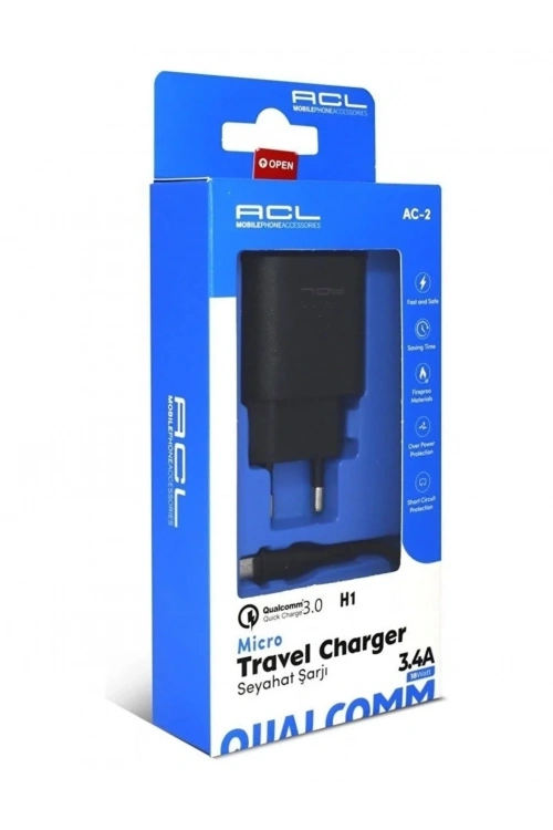 ACL H1 3.4A 18Watt Q.C 3.0 1xUSB-A 1mt Mikro Kablolu Şarj