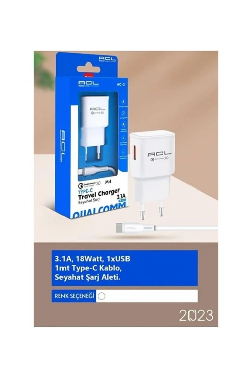 ACL M4 3.1A 18 Watt 1xUSB-A Type-C Kablolu Şarj Aleti