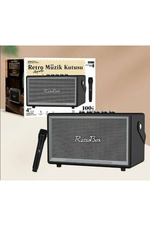 ACS-17 100W Gücünde 4+2x2 İnç Mikrofonlu Retro Müzik Kutusu Bluetooth