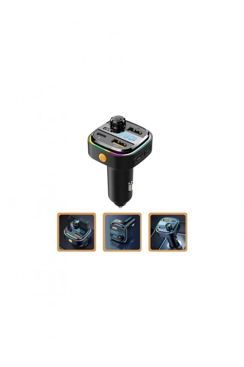 AFT-13 Wireless 3.1A 2xUSB TF Kartlı Type-C RGB Işıklı FM Transmitter