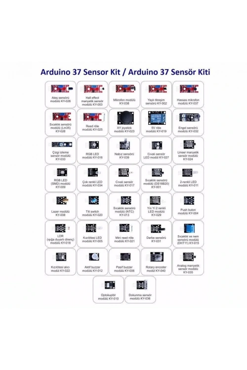 Arduino Uyumlu Sensör Modül Seti Sensor Kit 37 Parça Karton Kutulu