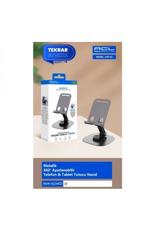 ATD-02 Metalik 360° Ayarlanabilir Telefon Tablet Tutucu Stand