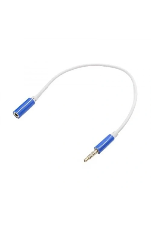 Aux 3.5mm Jack Erkek - Dişi Uzatma Kablosu 27cm 4 Boğum