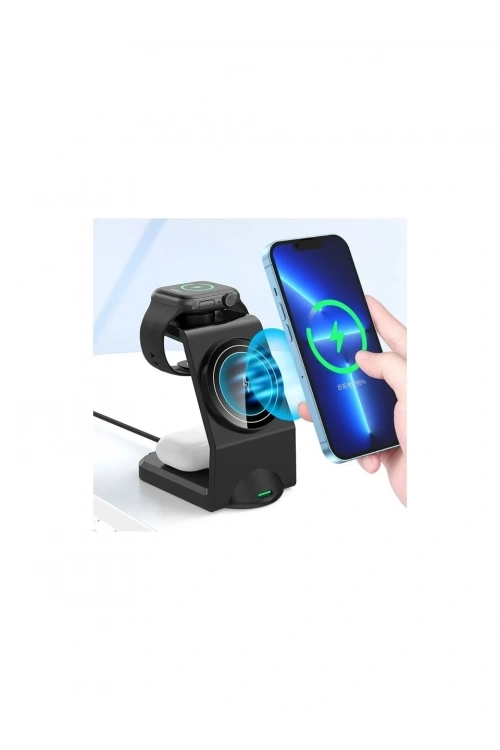 AW23 3-in-1 15W 3A USB-C Girişli Işıklı Kablosuz Şarj Standı