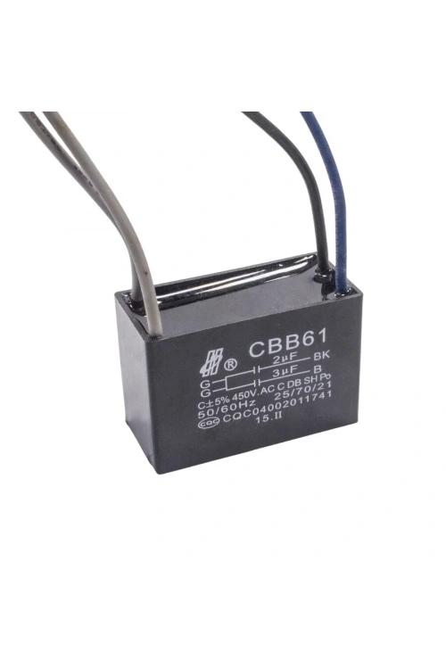 CBB61 2uF/3uF 450V Kablolu Kutulu Daimi Kondansatör