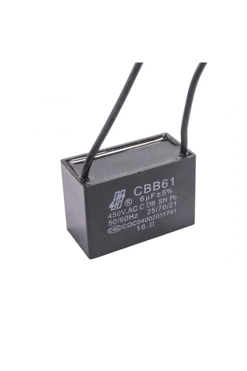 CBB61 6uF 450V Kablolu Kutulu Daimi Kondansatör