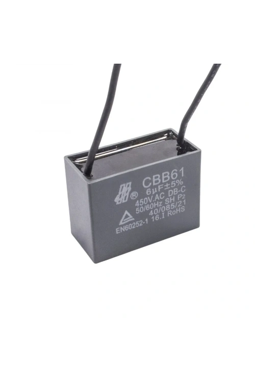 CBB61 6uF 450V Kablolu Kutulu Daimi Kondansatör