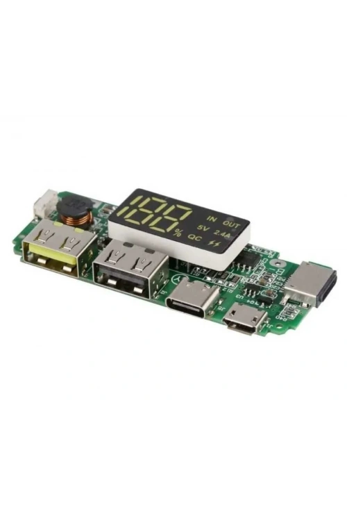 Çift USB 5V 2.4A Ledli Micro Type-C Powerbank Modülü