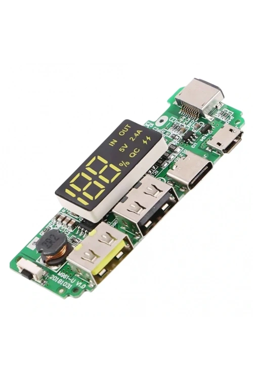 Çift USB 5V 2.4A Ledli Micro Type-C Powerbank Modülü