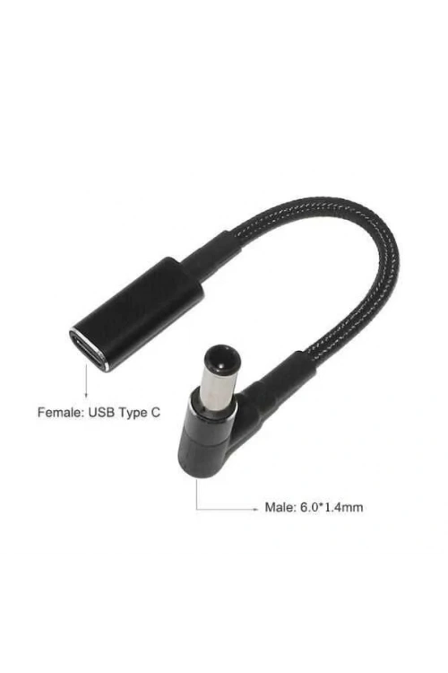 Dişi Type C - Erkek 6.0x1.4mm Jack Dönüştürücü Kablo Tip-C to 6014